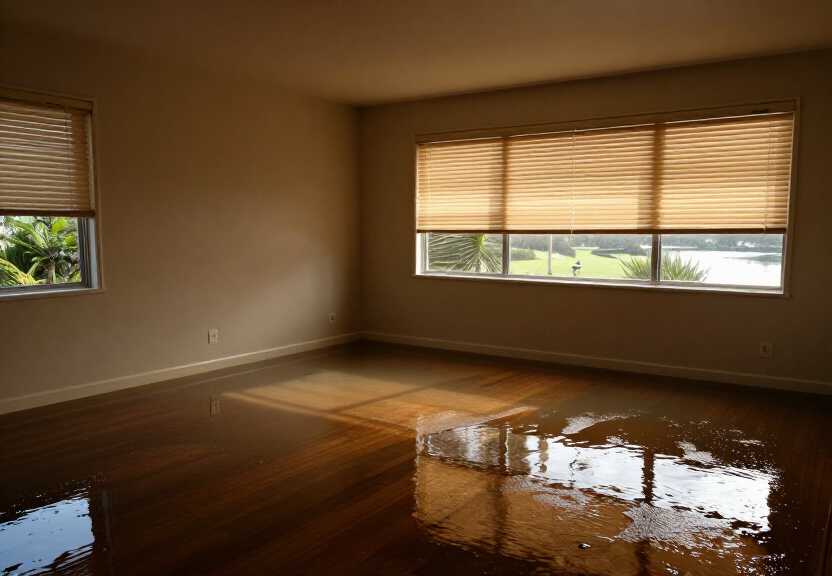 Waterlogged carpet in Greenwich home before drying