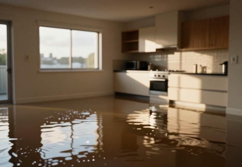 Flooded commercial space in Greenwich before cleanup